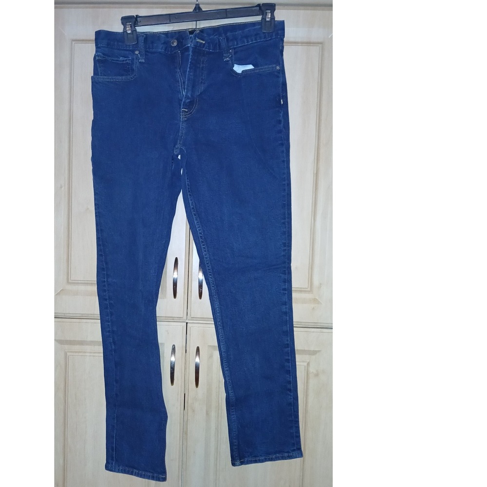 Free Assembly Mens Slim Fit Jeans Dark Wash Blue Denim 34x32 Stretch Casual